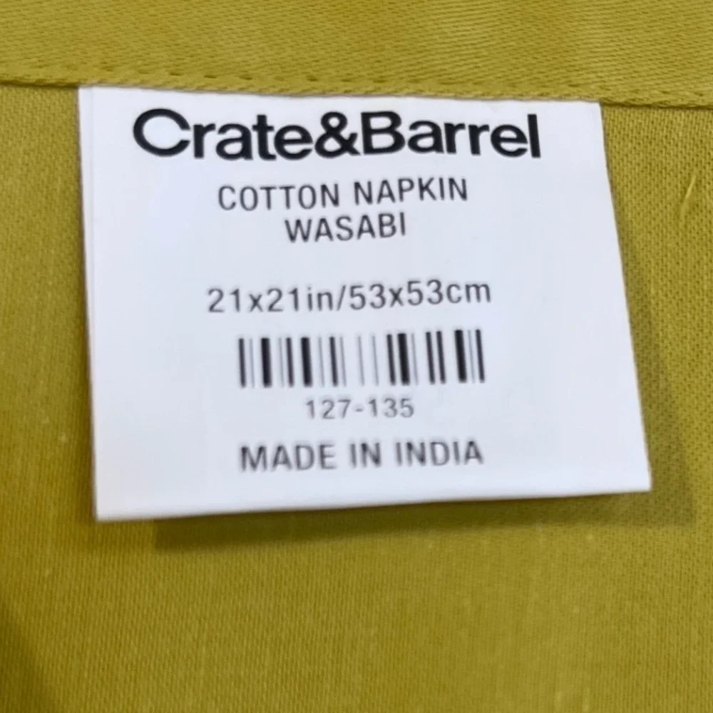Crate &Barrel Wasabi Cotton Napkins